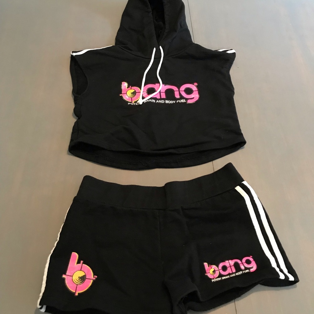 Bang Energy crop hoodie and shorts